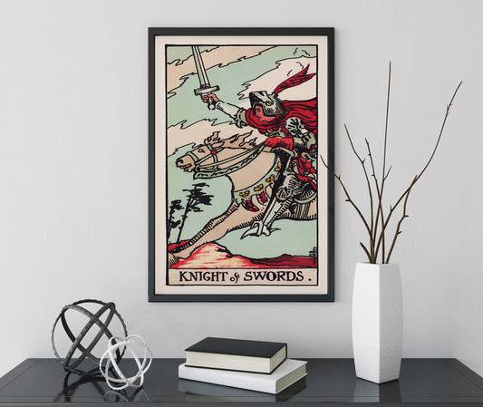 Knight Of Swords- Tarot Card Print - The Knight Of Swords Card Poster, No Frame