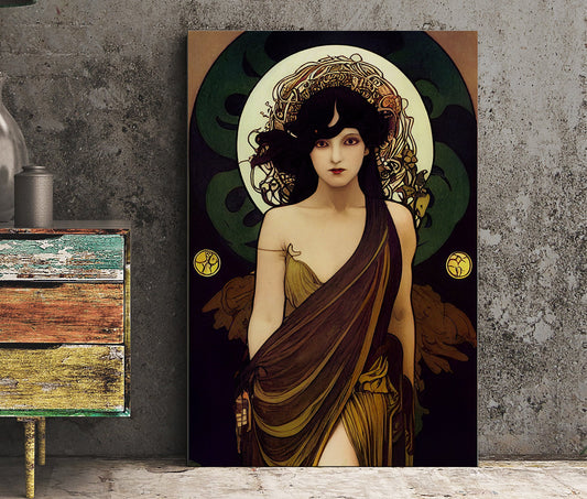 Lilith Occult Goddess Poster, Lilith Print in the style of Mucha, No Frame