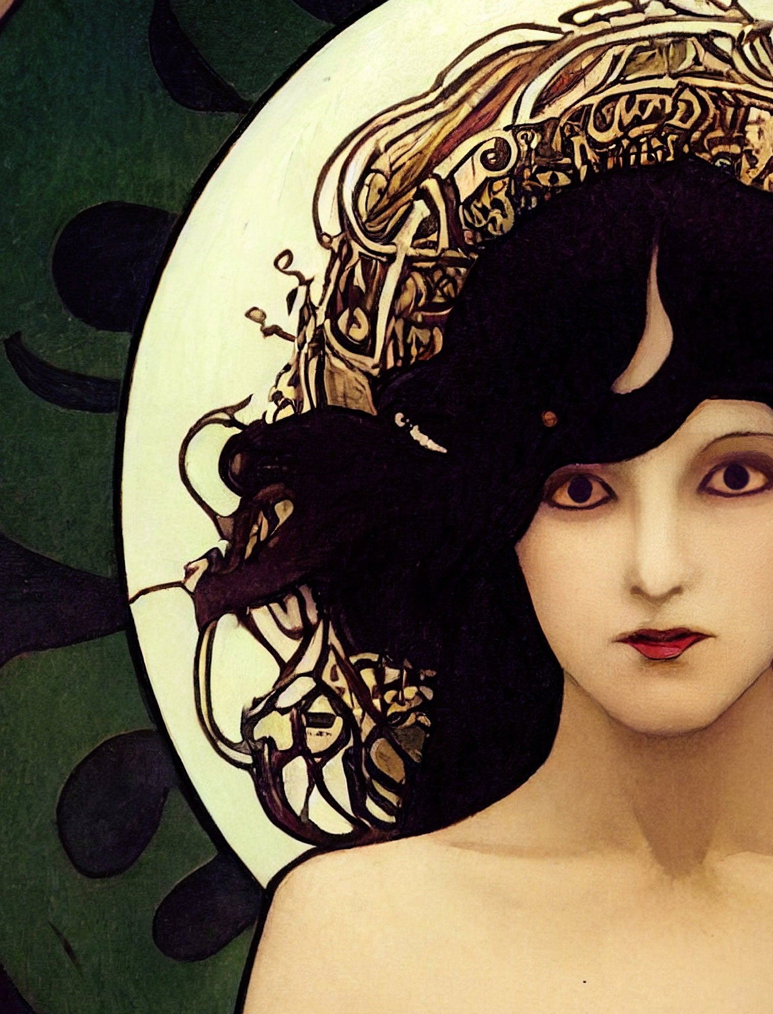 Lilith Occult Goddess Poster, Lilith Print in the style of Mucha, No Frame