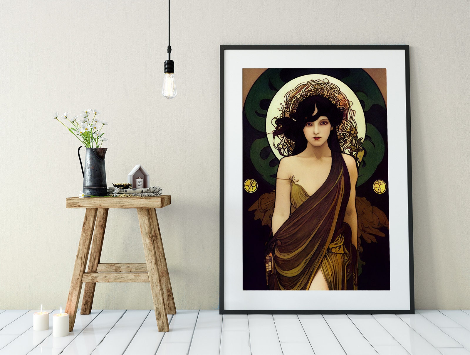 Lilith Occult Goddess Poster, Lilith Print in the style of Mucha, No Frame