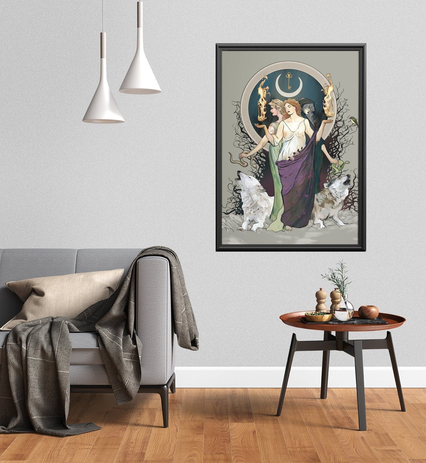 Moon Goddess Poster - Hecate Goddess Print in Purple - Original Art - Goddess Illustration Moon Print