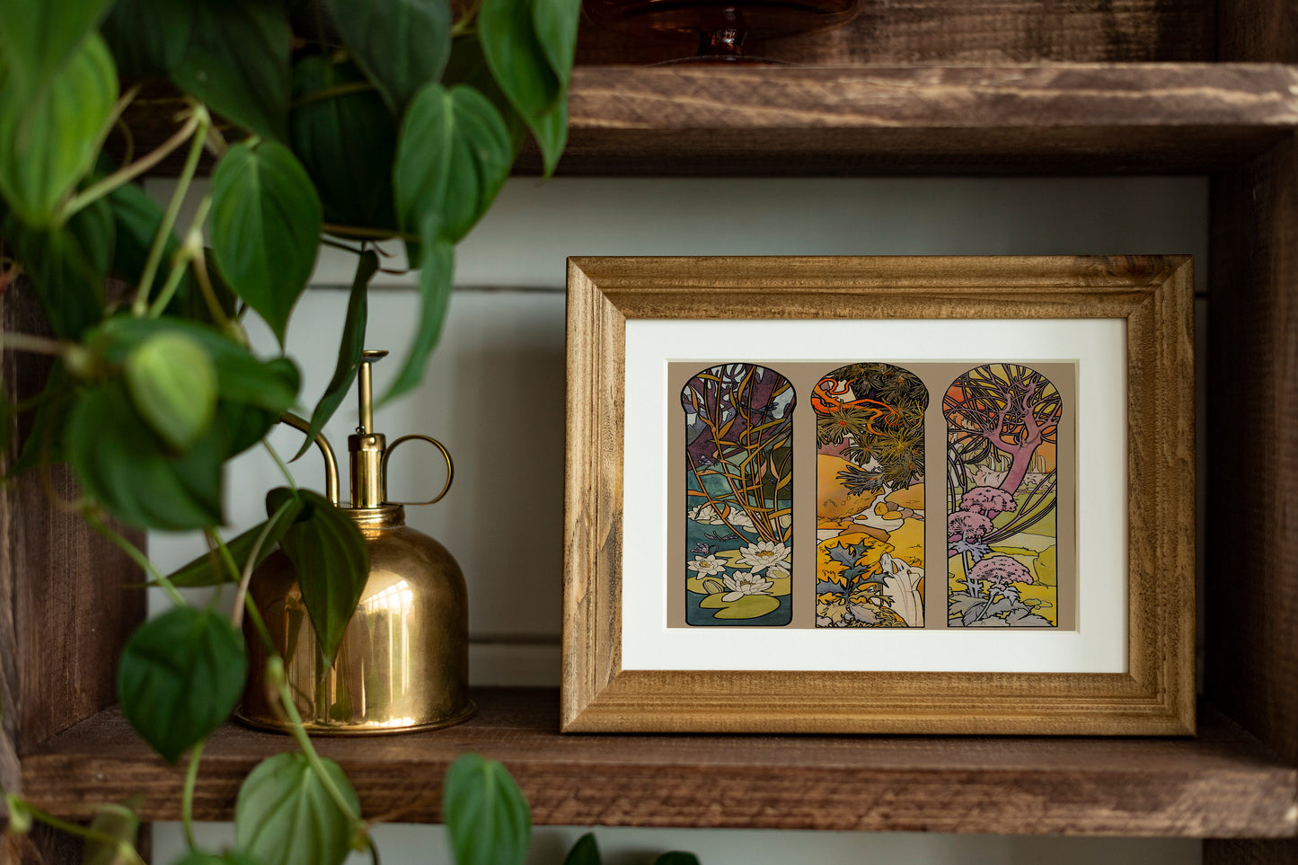 Mucha Floral - Art Nouveau Flowers - Stained Glass Print - Alphonse Mucha