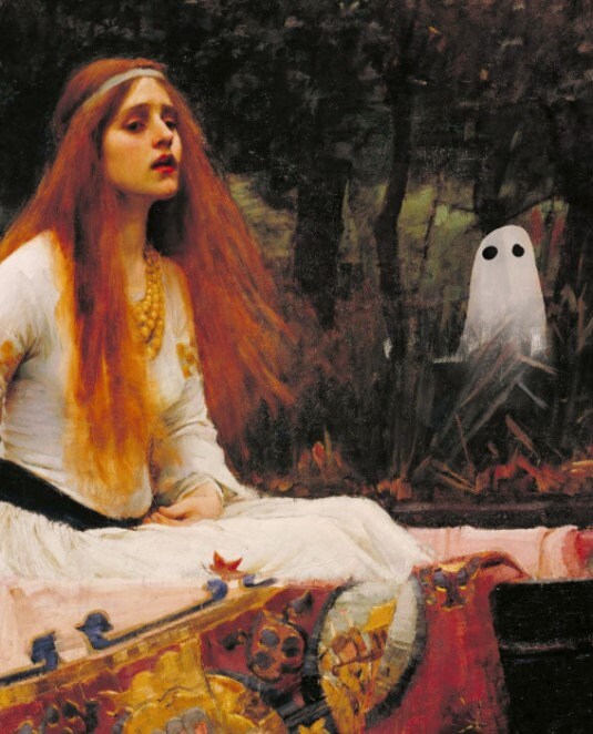 Lady of Shalott Print with Ghost - Vintage Bohemian - Goddess Print Large Artwork Hippie Lady