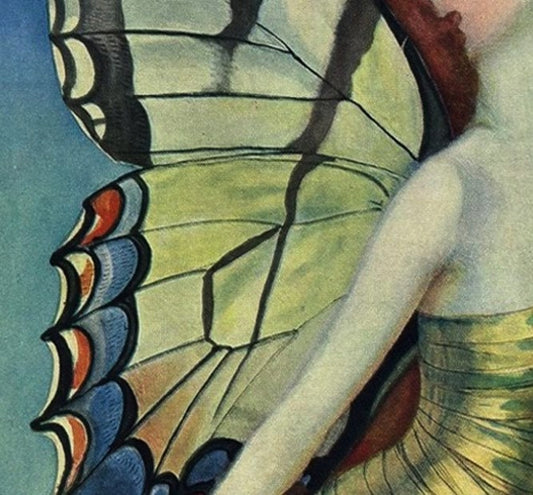 Life Magazine Flapper Print Butterfly Lady Artwork Large Vintage Boho Wall Decor For Elegant Home Styling by My Store