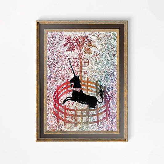 Medieval Unicorn Print - Rainbow Floral Print - Unicorn Print - Medieval Art - Floral
