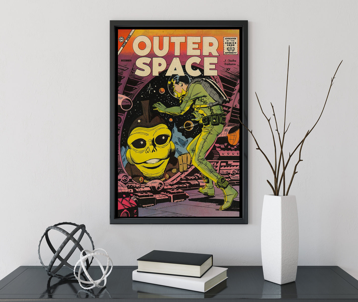 Outer Space Comic Book Cover Issue Poster Vintage Comic Book Art - Comic Book Cover Art Print, No Frame
