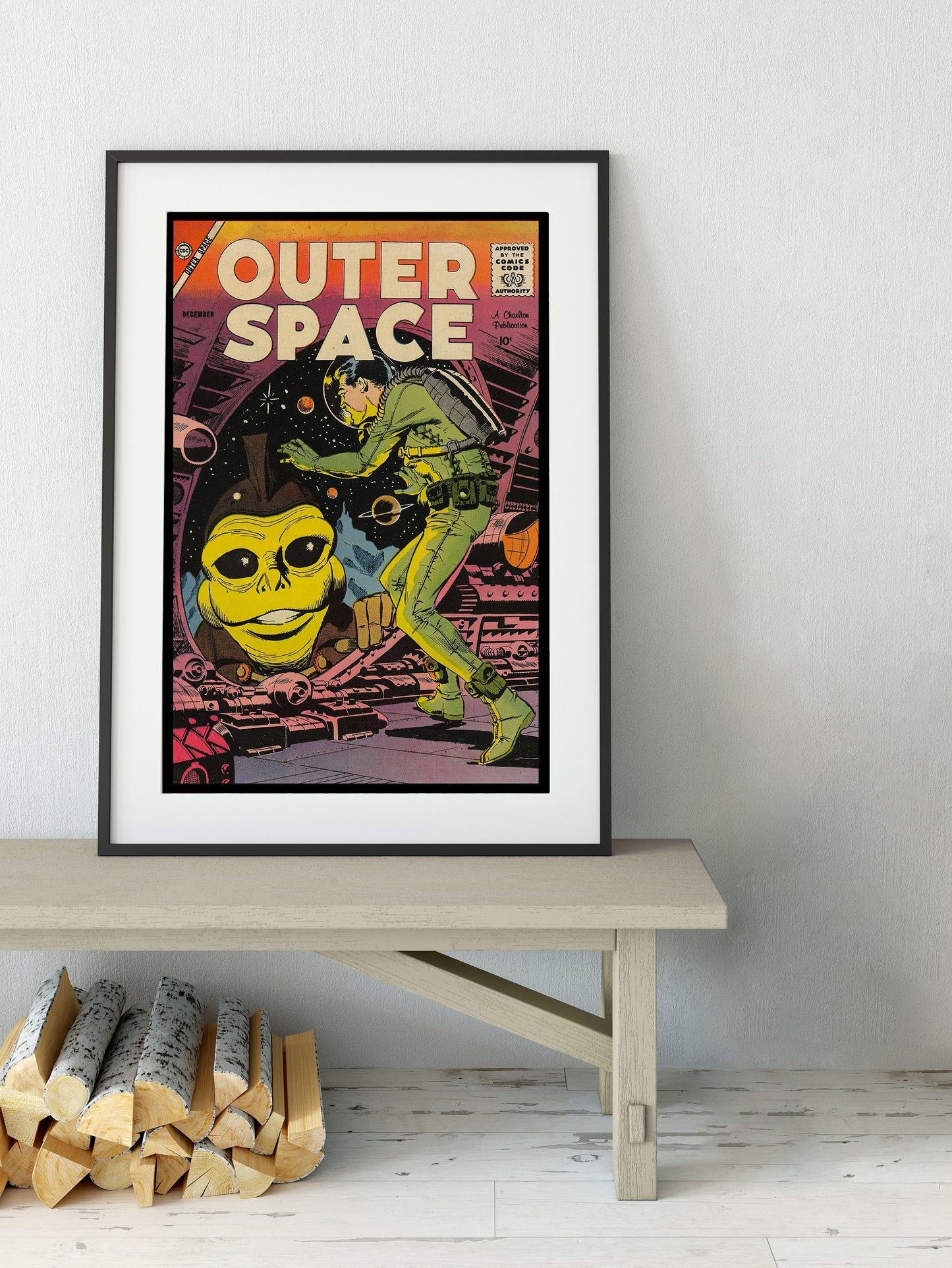 Outer Space Comic Book Cover Issue Poster Vintage Comic Book Art - Comic Book Cover Art Print, No Frame