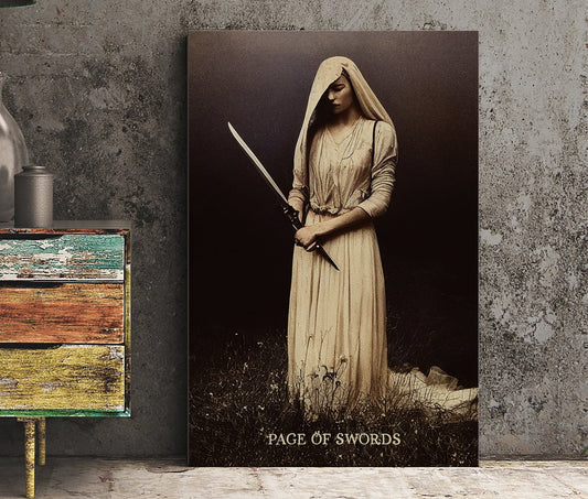 Page Of Swords - Bride of Swords - Tarot Card Print from the Green Menagerie Deck - The Page Of Swords Card Poster, No Frame