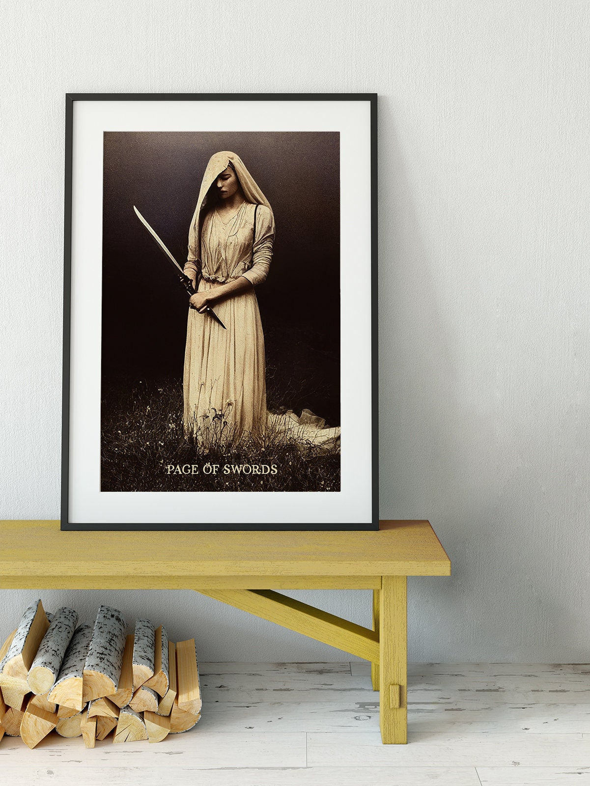 Page Of Swords - Bride of Swords - Tarot Card Print from the Green Menagerie Deck - The Page Of Swords Card Poster, No Frame