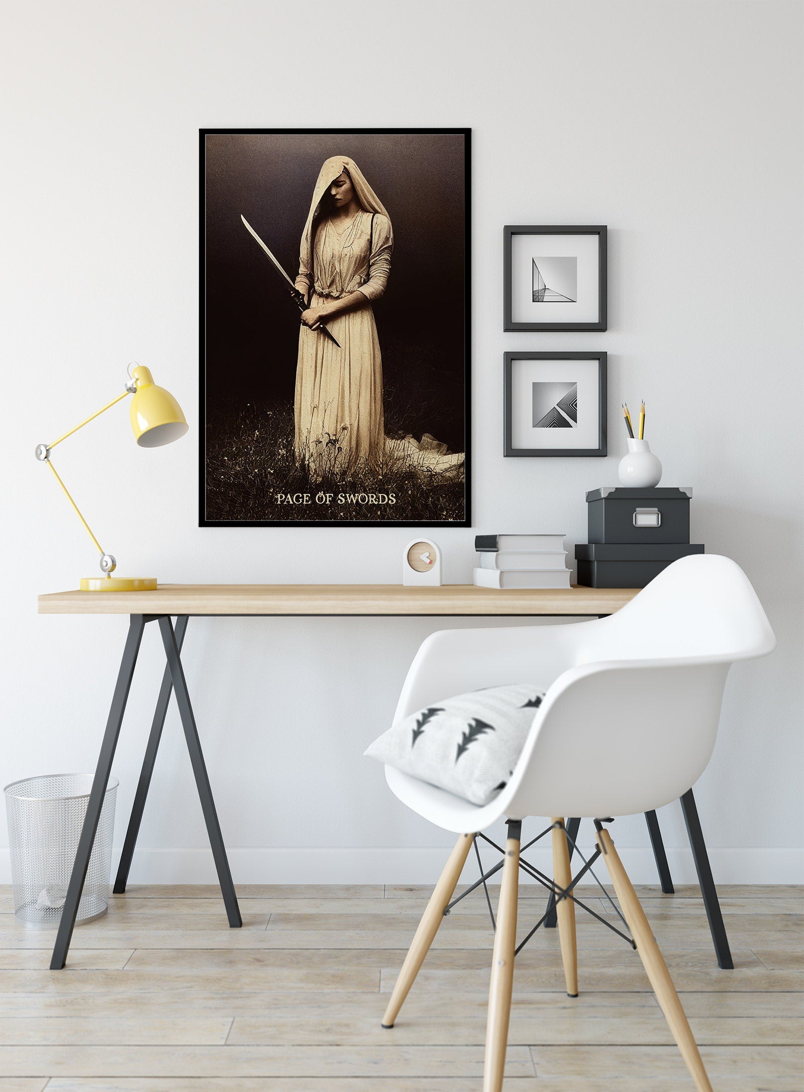 Page Of Swords - Bride of Swords - Tarot Card Print from the Green Menagerie Deck - The Page Of Swords Card Poster, No Frame