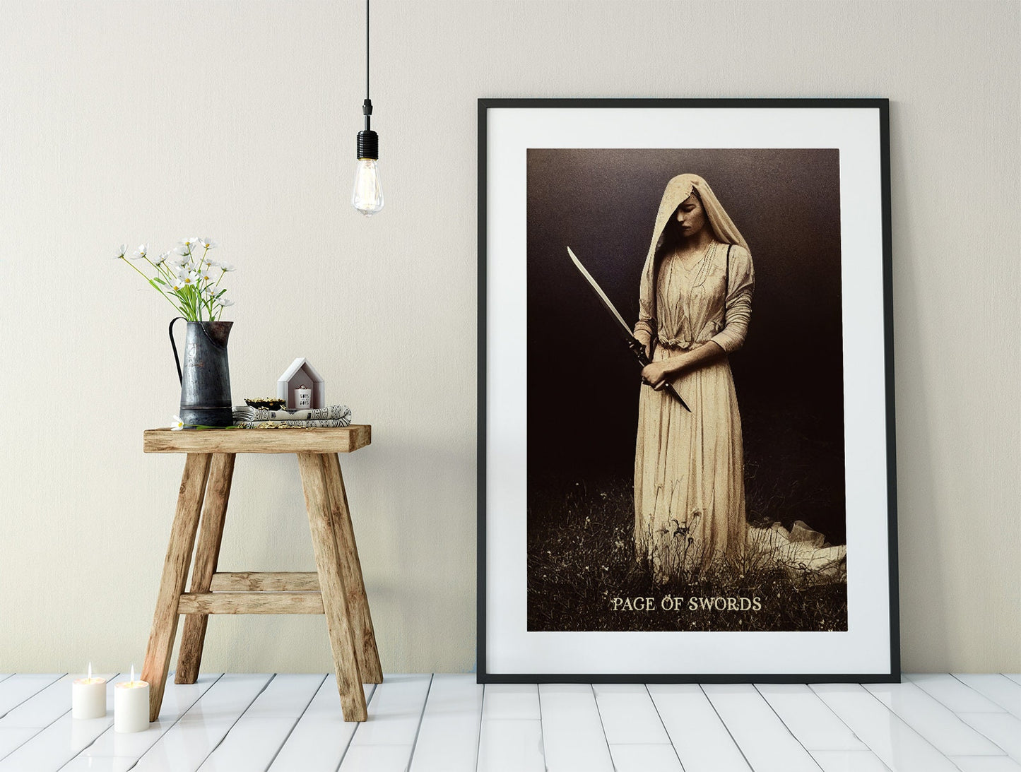 Page Of Swords - Bride of Swords - Tarot Card Print from the Green Menagerie Deck - The Page Of Swords Card Poster, No Frame