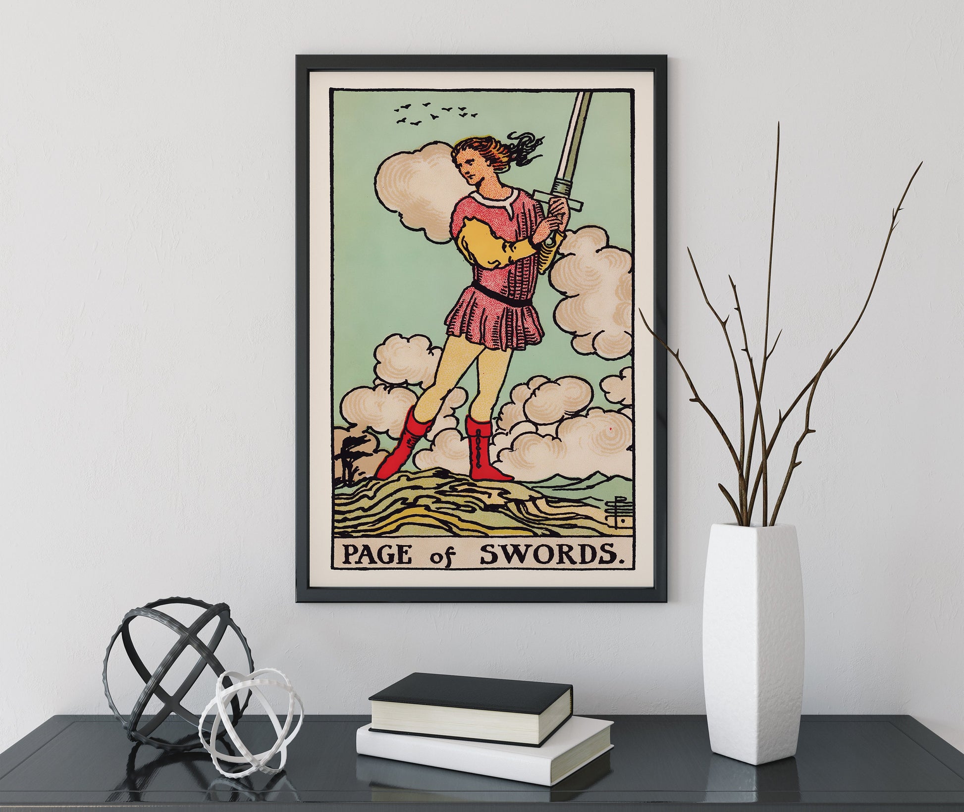 Page Of Swords- Tarot Card Print - The Page Of Swords Card Poster, No Frame