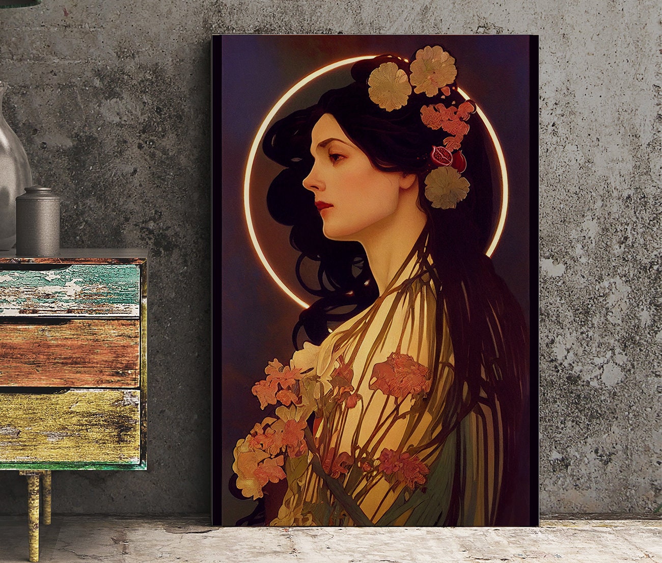 Persephone Greek Goddess Poster, Persephone Goddess Of Spring Print In The Style Of Mucha, No Frame
