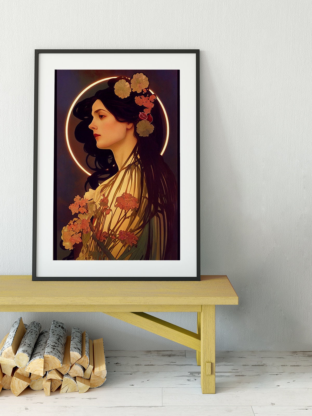 Persephone Greek Goddess Poster, Persephone Goddess Of Spring Print In The Style Of Mucha, No Frame