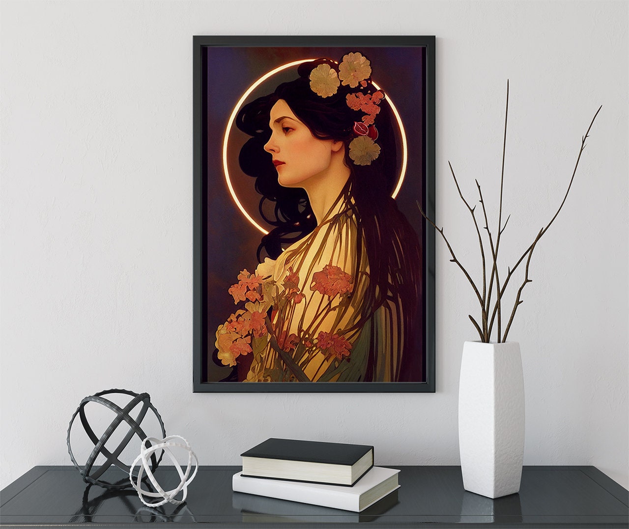 Persephone Greek Goddess Poster, Persephone Goddess Of Spring Print In The Style Of Mucha, No Frame
