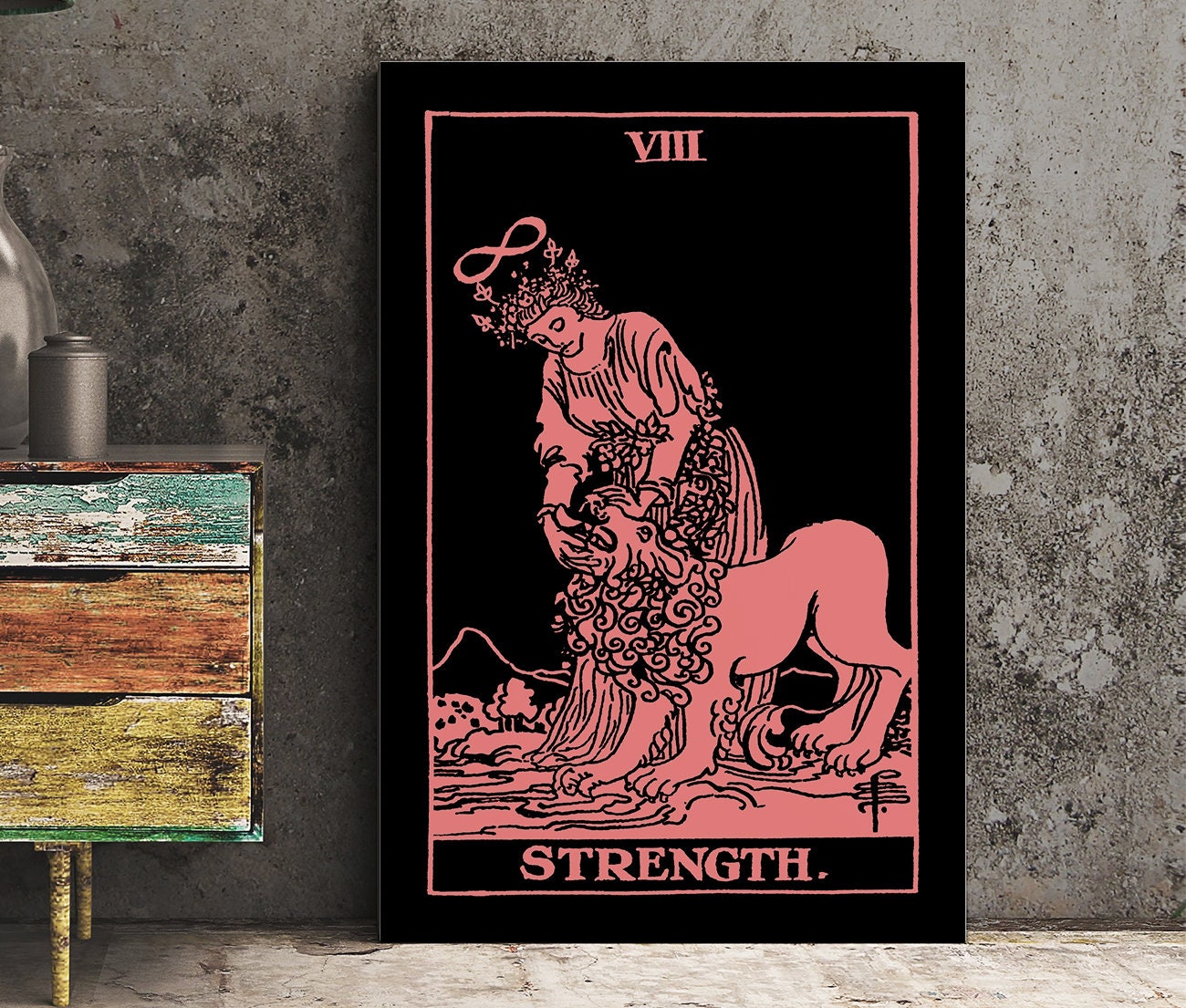Strength - Tarot Card Print - The Strength Card Poster, No Frame