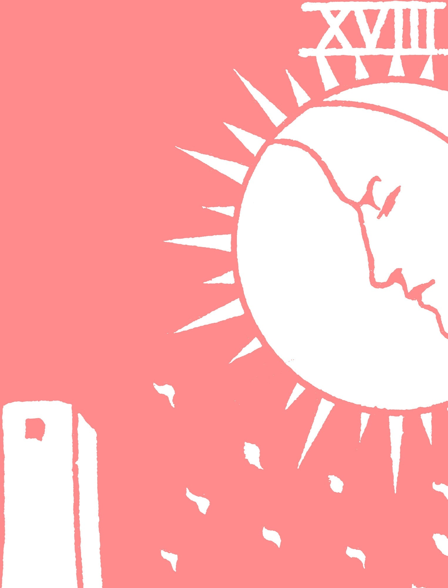 The Moon - Tarot Card Print - The Moon Pink and White Poster, No Frame