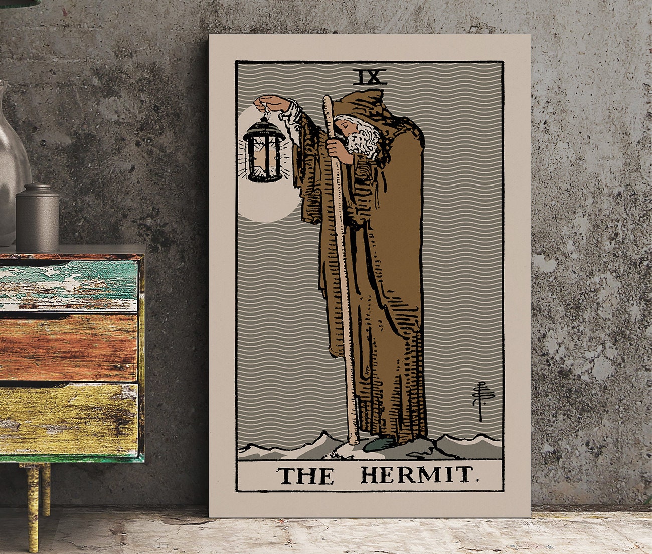 The Hermit - Tarot Card Print - The Hermit Card Neutral Vibe Poster Eclectic Tarot, No Frame