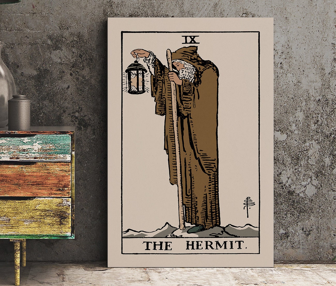 The Hermit - Tarot Card Print - The Hermit Card Neutral Vibe Poster Eclectic Tarot, No Frame