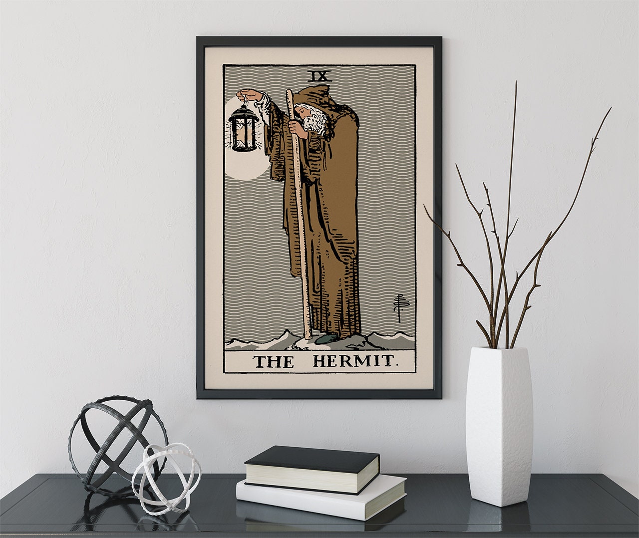The Hermit - Tarot Card Print - The Hermit Card Neutral Vibe Poster Eclectic Tarot, No Frame