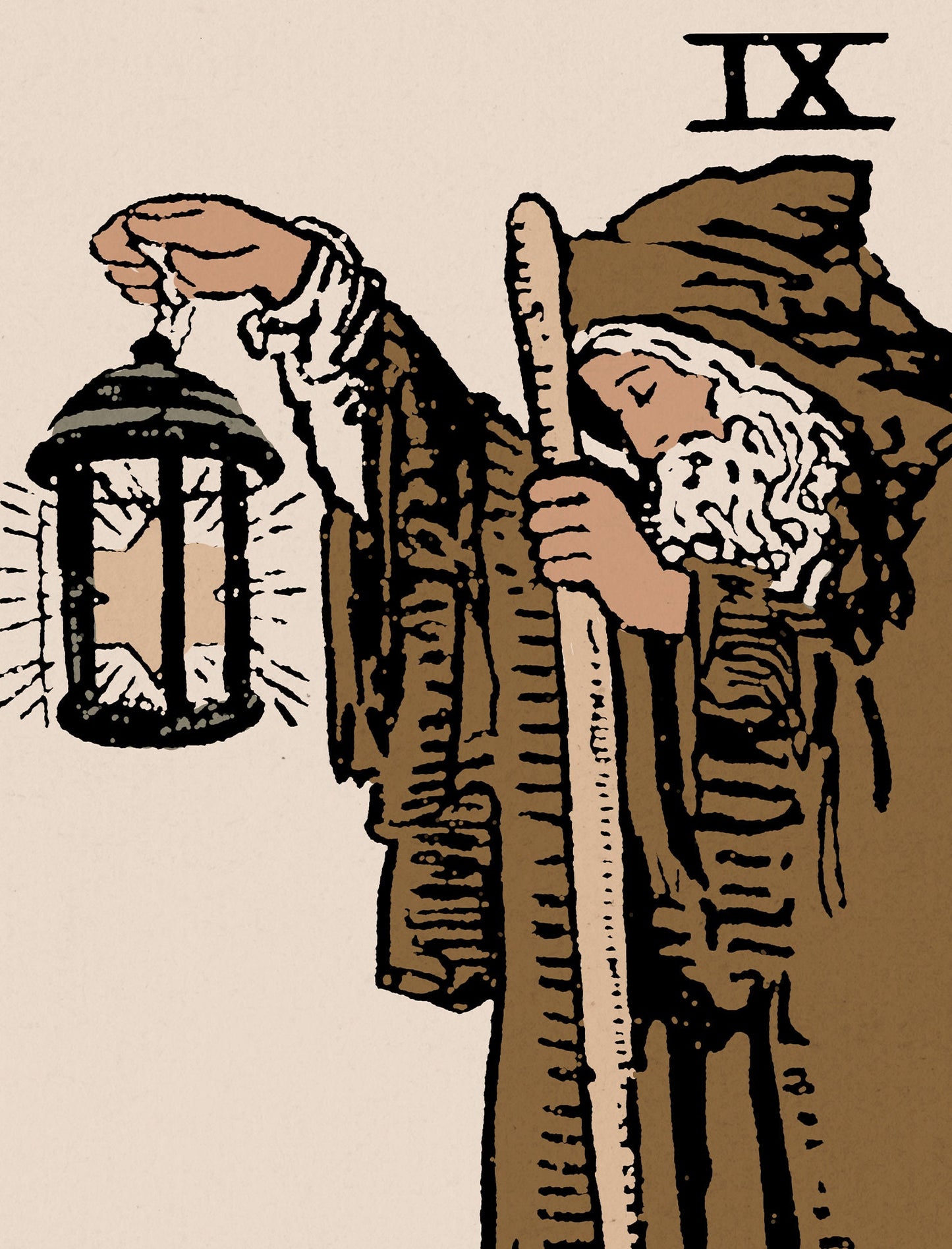 The Hermit - Tarot Card Print - The Hermit Card Neutral Vibe Poster Eclectic Tarot, No Frame