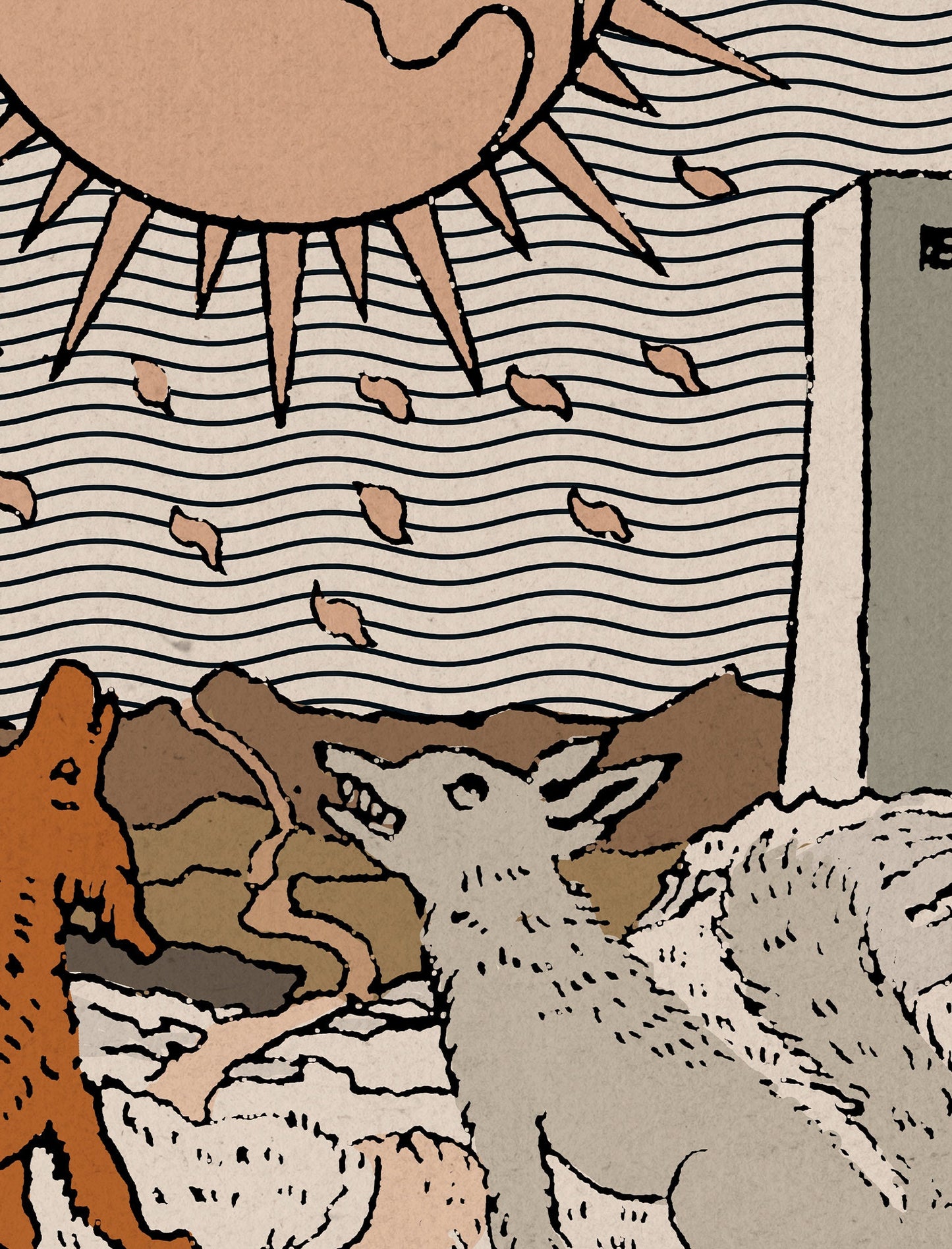 The Moon- Tarot Card Print - The Moon Card Neutral Vibe Poster Eclectic Tarot, No Frame