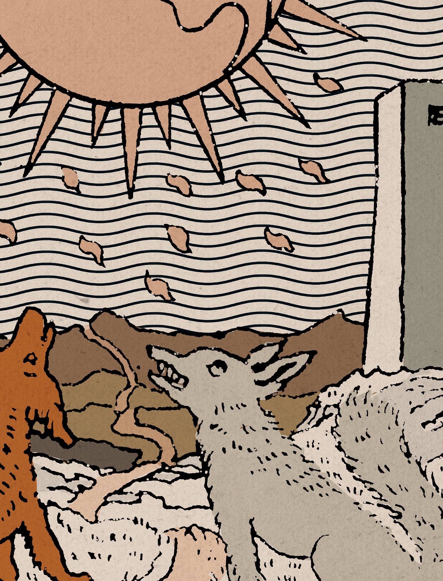 The Moon- Tarot Card Print - The Moon Card Neutral Vibe Poster Eclectic Tarot, No Frame