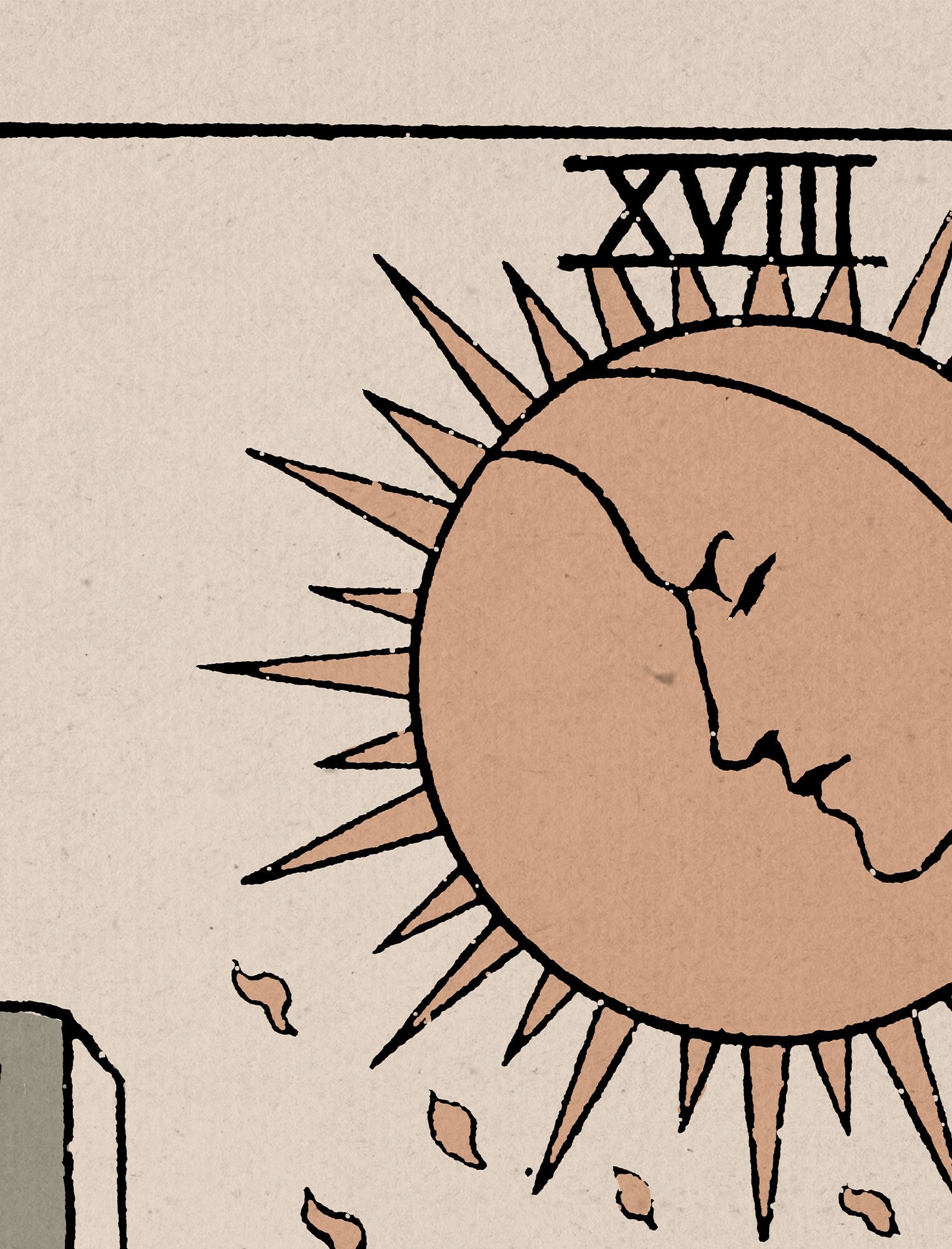 The Moon- Tarot Card Print - The Moon Card Neutral Vibe Poster Eclectic Tarot, No Frame