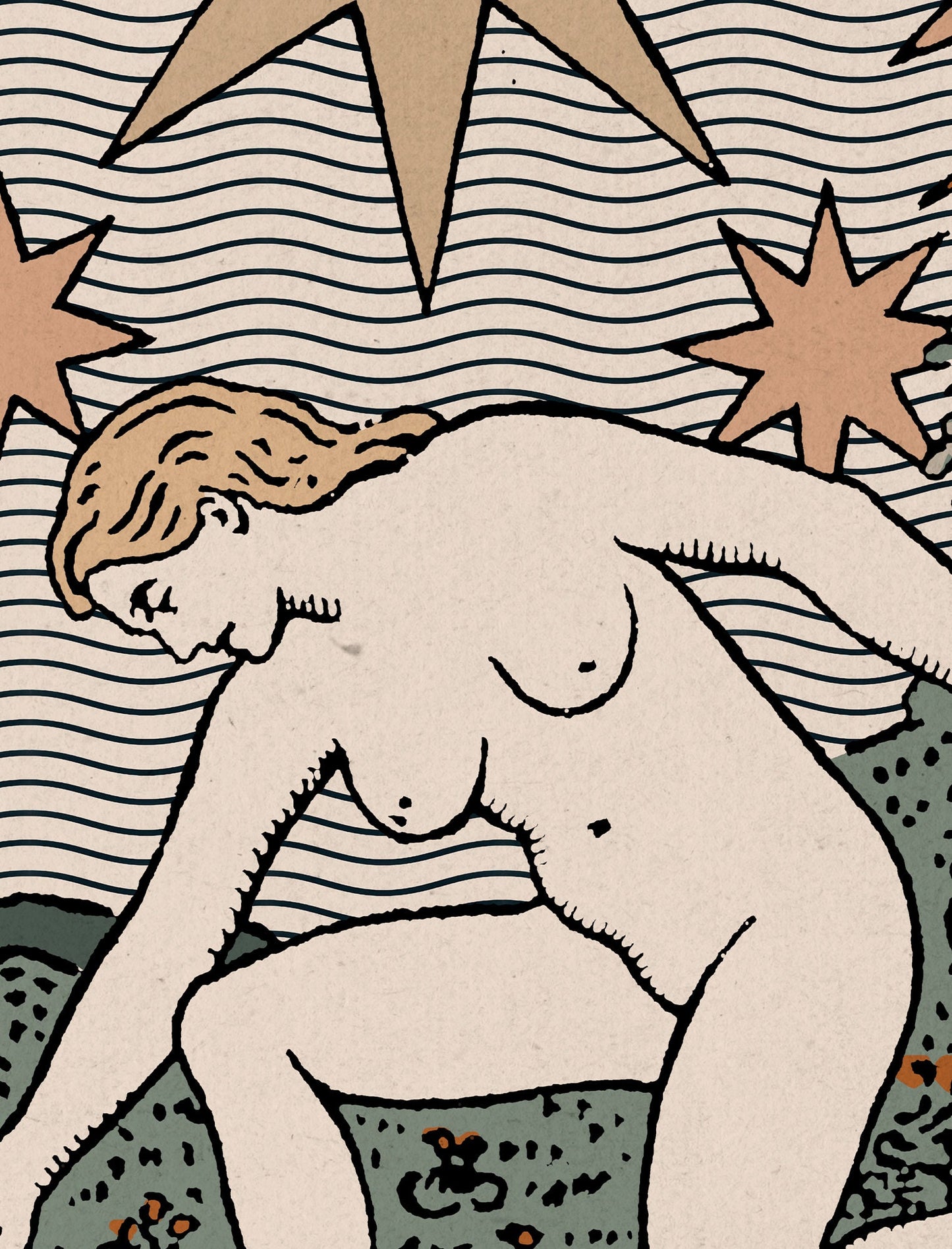 The Star- Tarot Card Print - The Star Card Neutral Vibe Poster Eclectic Tarot, No Frame