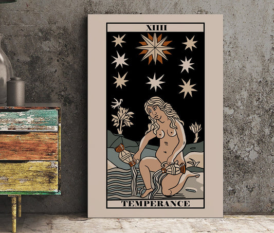 The Star- Tarot de Marseille Card Print - The Star Card Neutral Vibe Poster Eclectic Tarot, No Frame