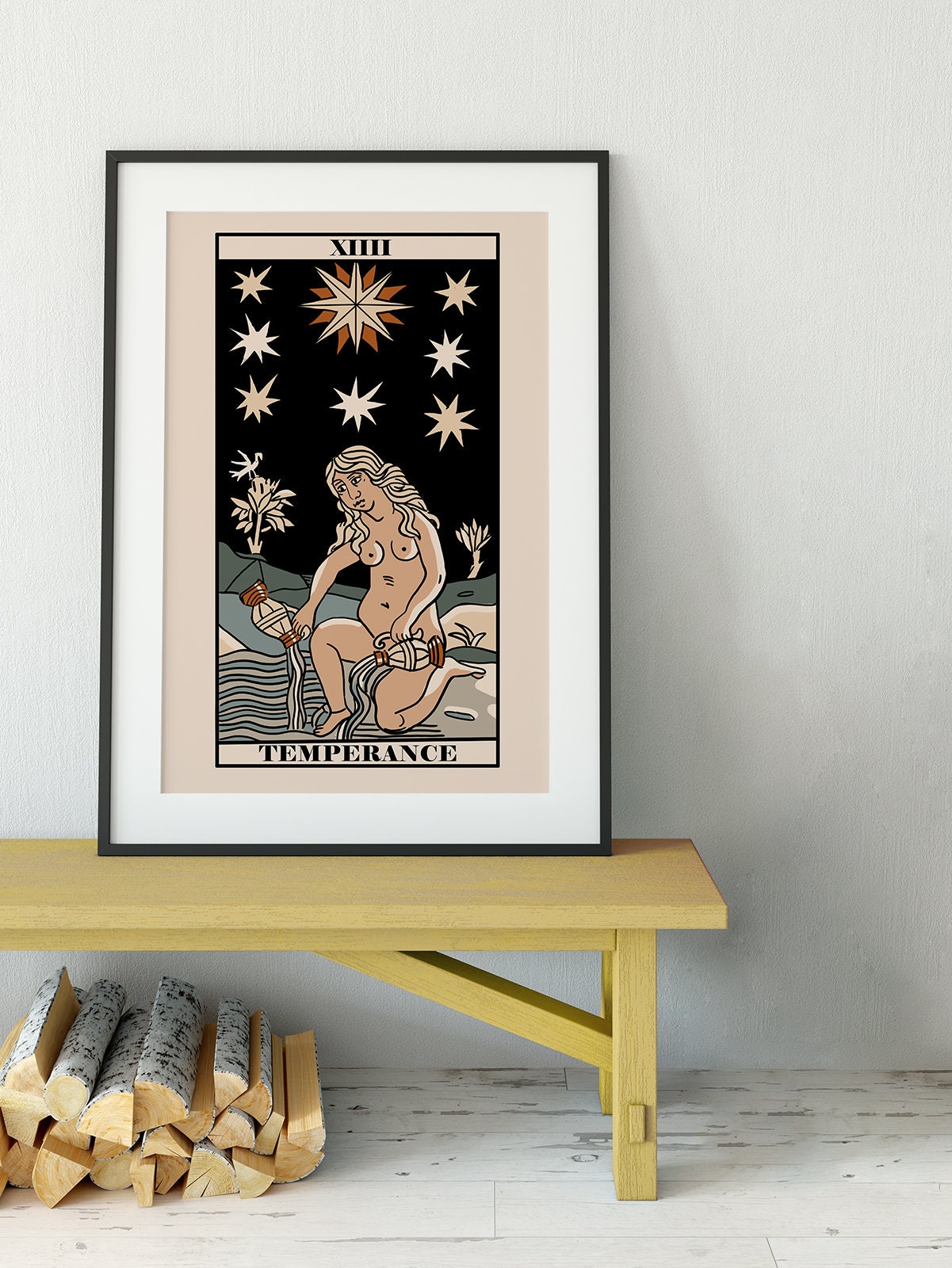 The Star- Tarot de Marseille Card Print - The Star Card Neutral Vibe Poster Eclectic Tarot, No Frame