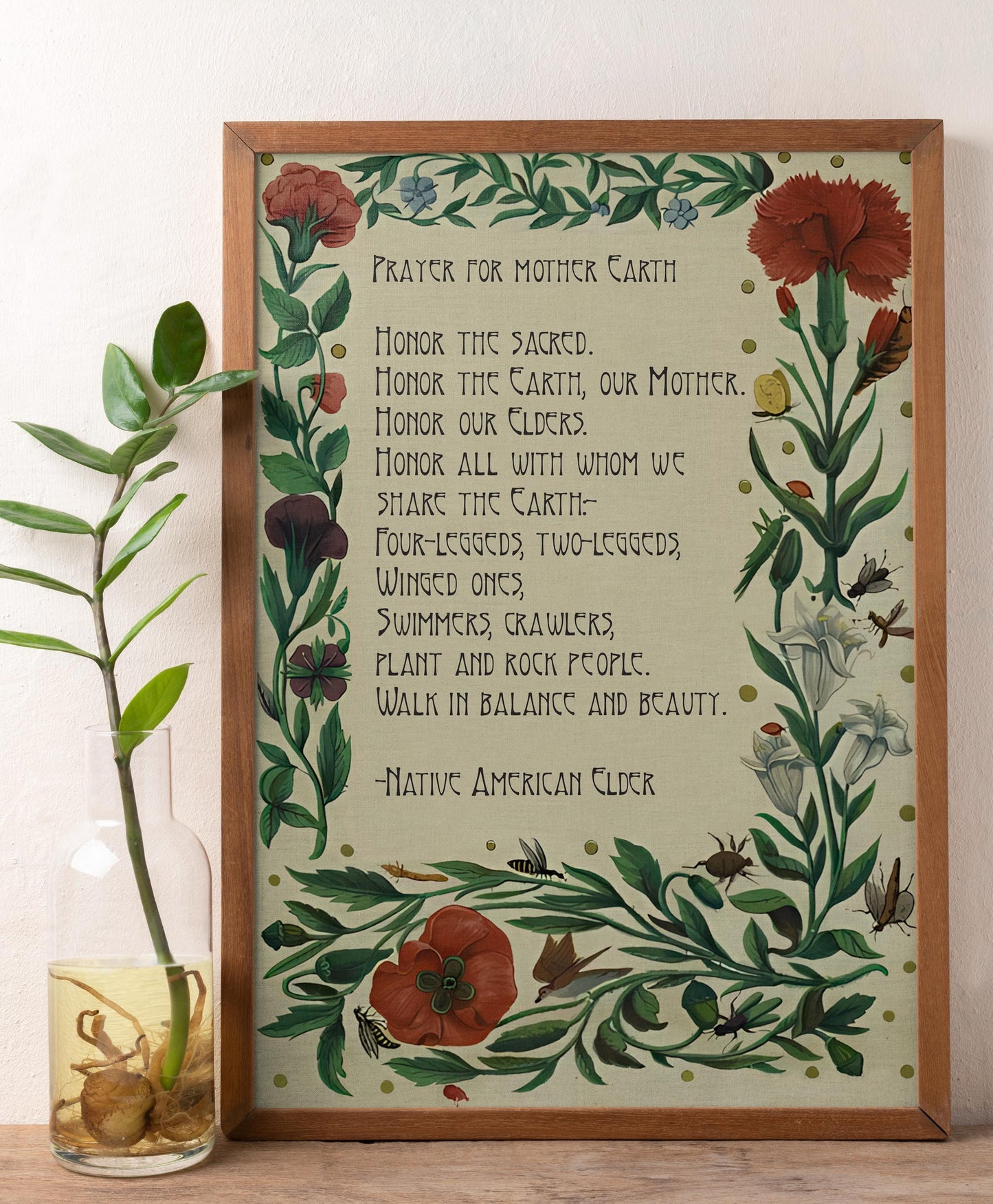 Prayer for Mother Earth Print - Native American Prayer Poem Print Large Artwork - Floral
