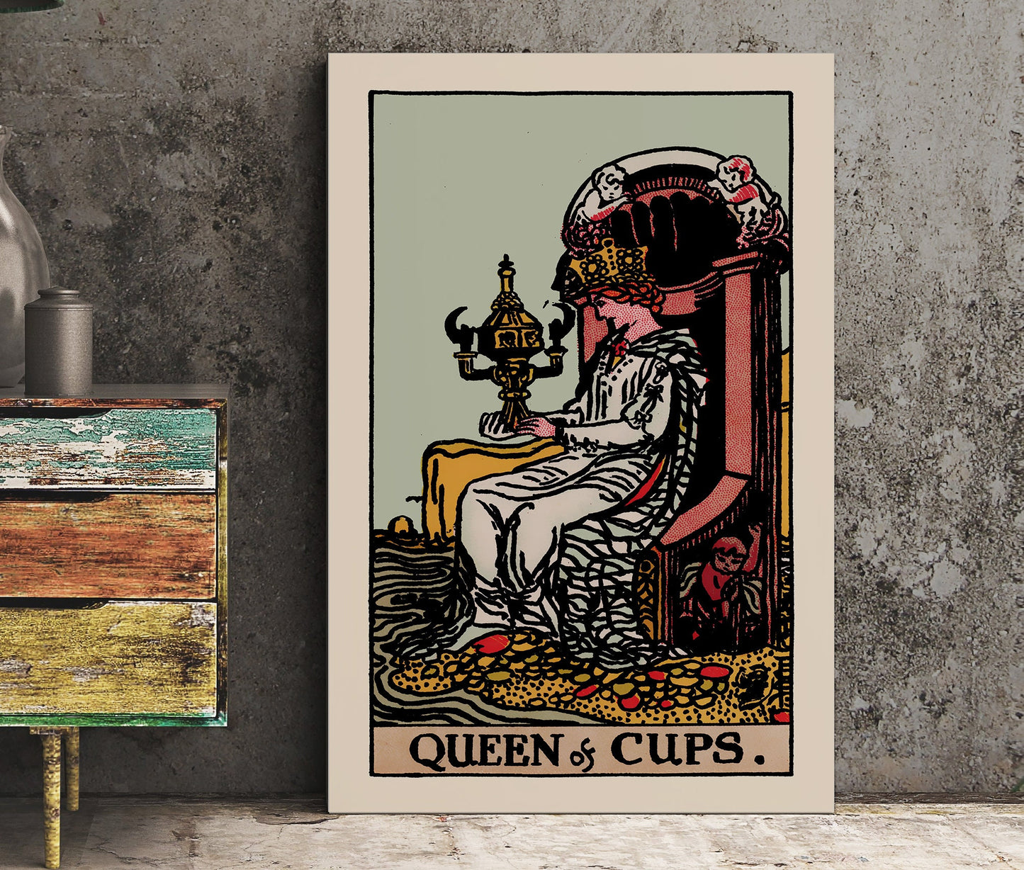 Queen of Cups- Tarot Card Print - The Queen of Cups Card Poster, No Frame