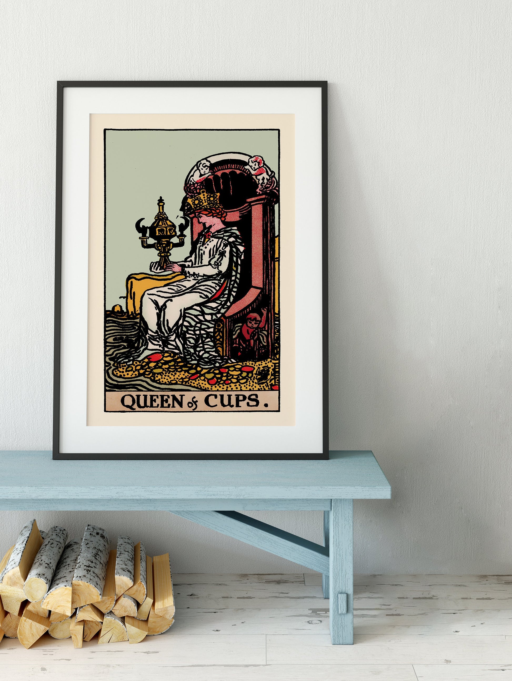 Queen of Cups- Tarot Card Print - The Queen of Cups Card Poster, No Frame