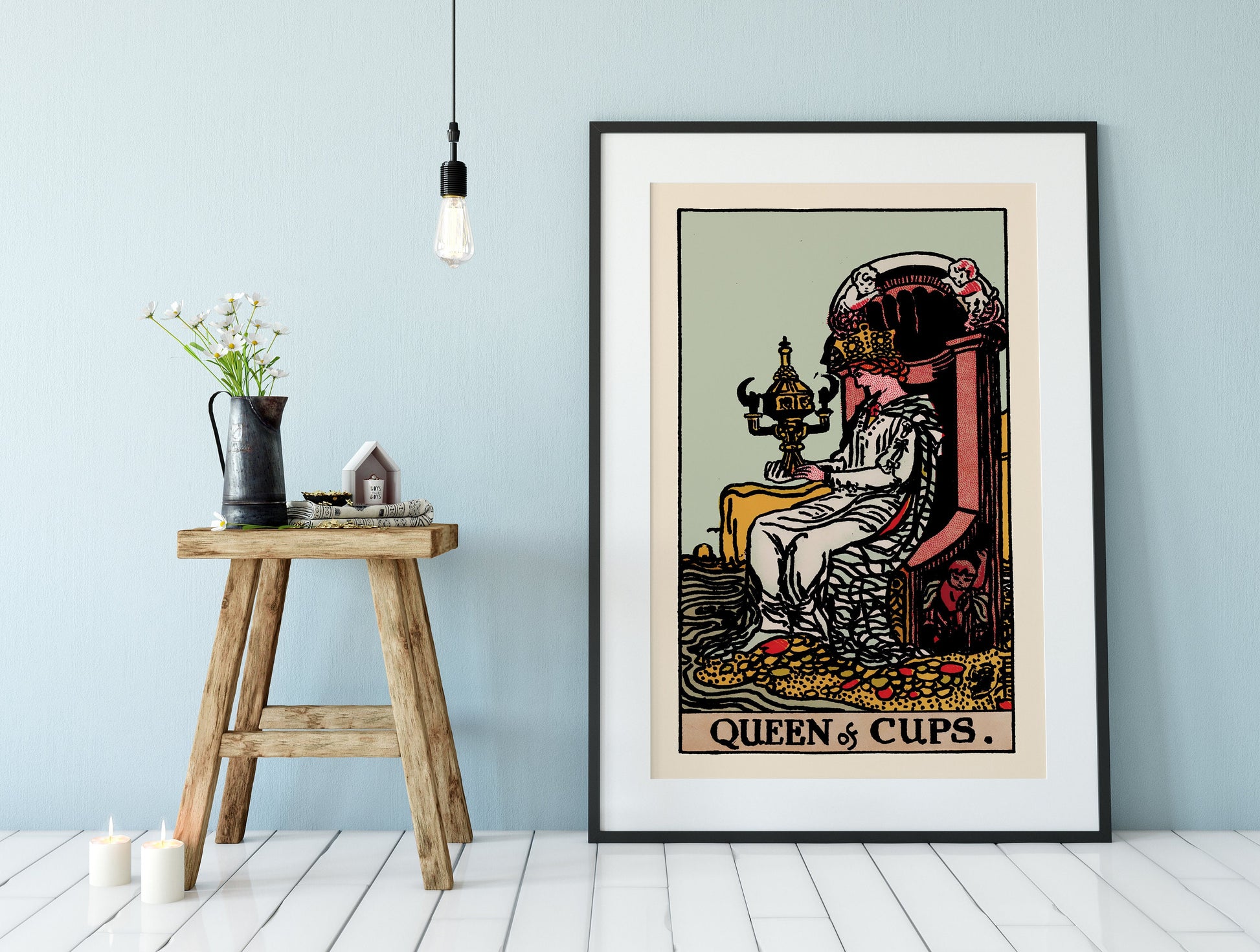Queen of Cups- Tarot Card Print - The Queen of Cups Card Poster, No Frame