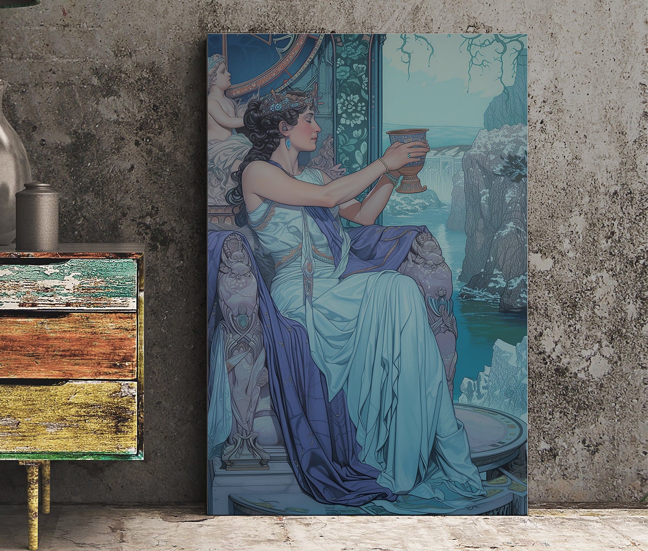 Queen of Cups - Tarot Card Print - The Queen of Cups Poster, No Frame