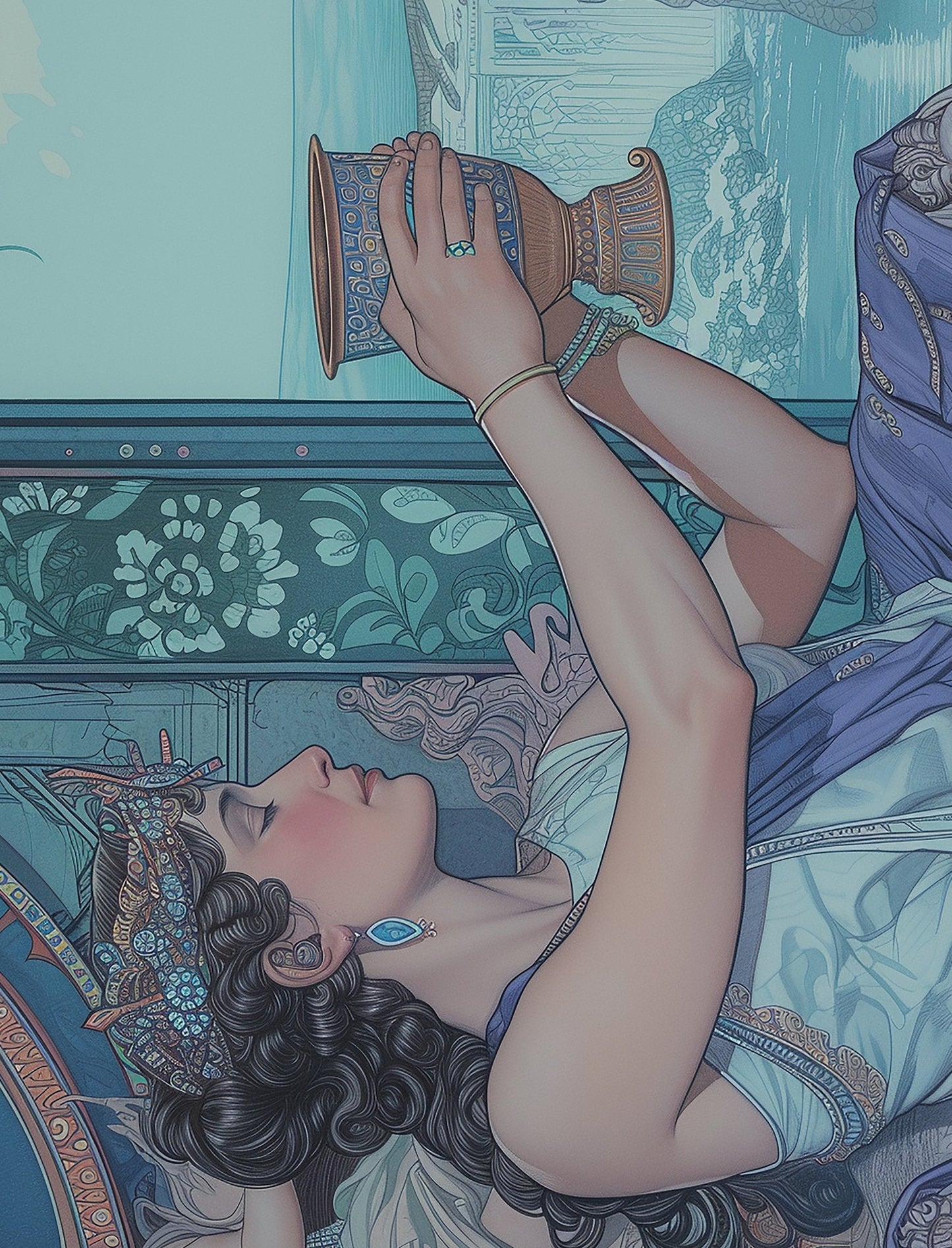 Queen of Cups - Tarot Card Print - The Queen of Cups Poster, No Frame