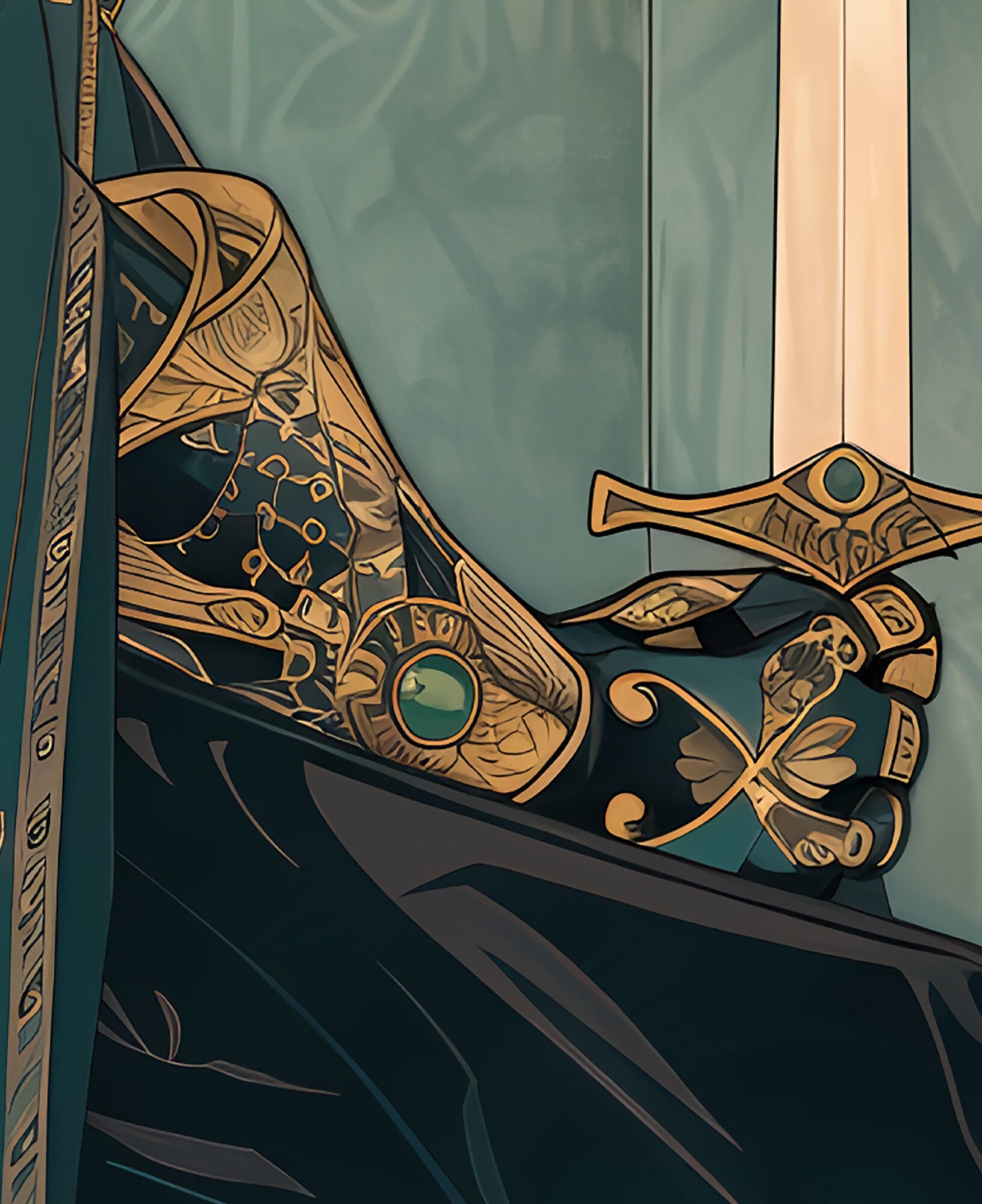 Queen Of Swords- Tarot Card Poster - The Queen Of Swords Card Print, No Frame