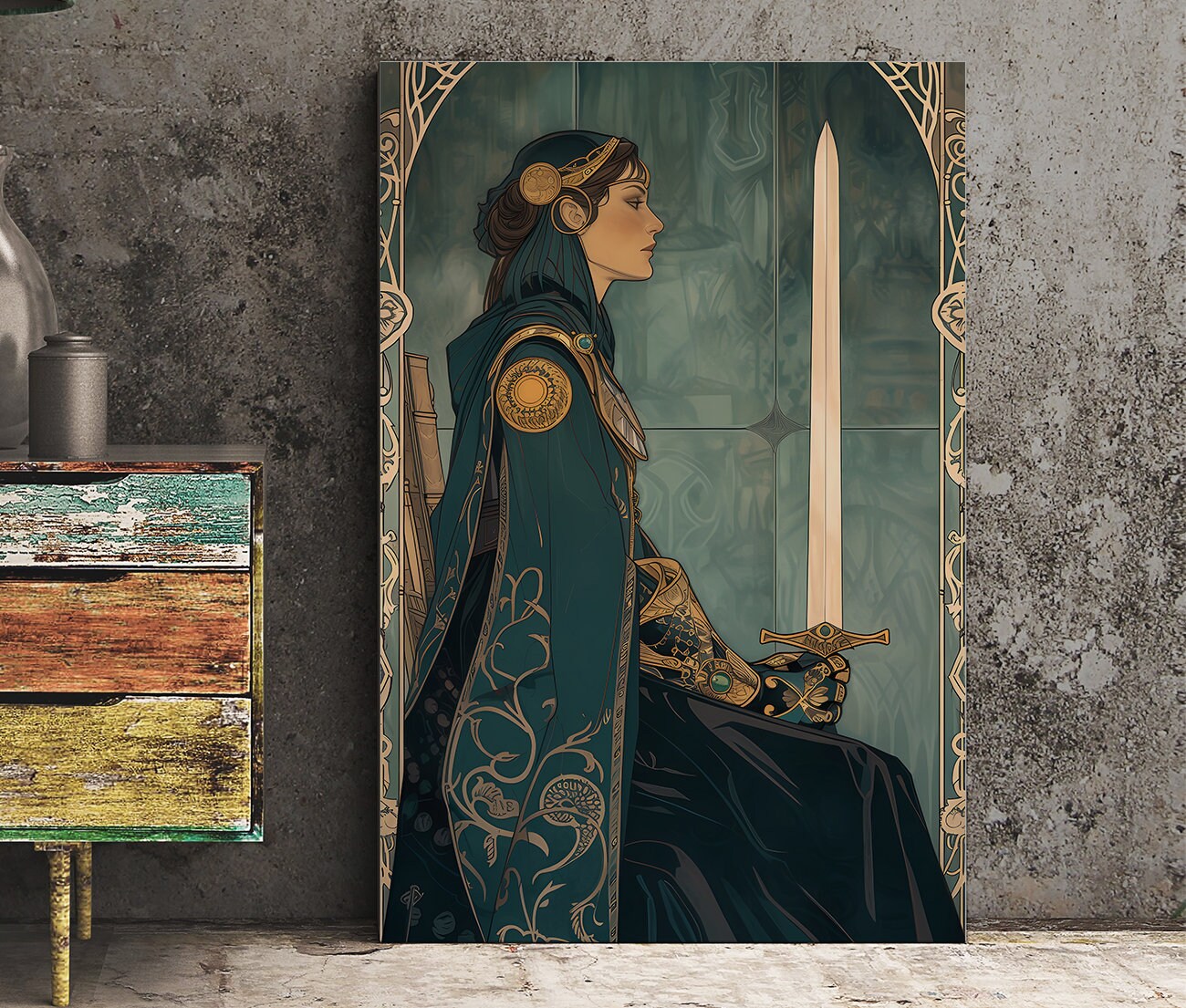 Queen Of Swords- Tarot Card Poster - The Queen Of Swords Card Print, No Frame