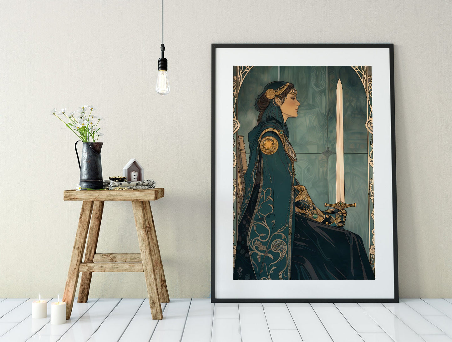 Queen Of Swords- Tarot Card Poster - The Queen Of Swords Card Print, No Frame