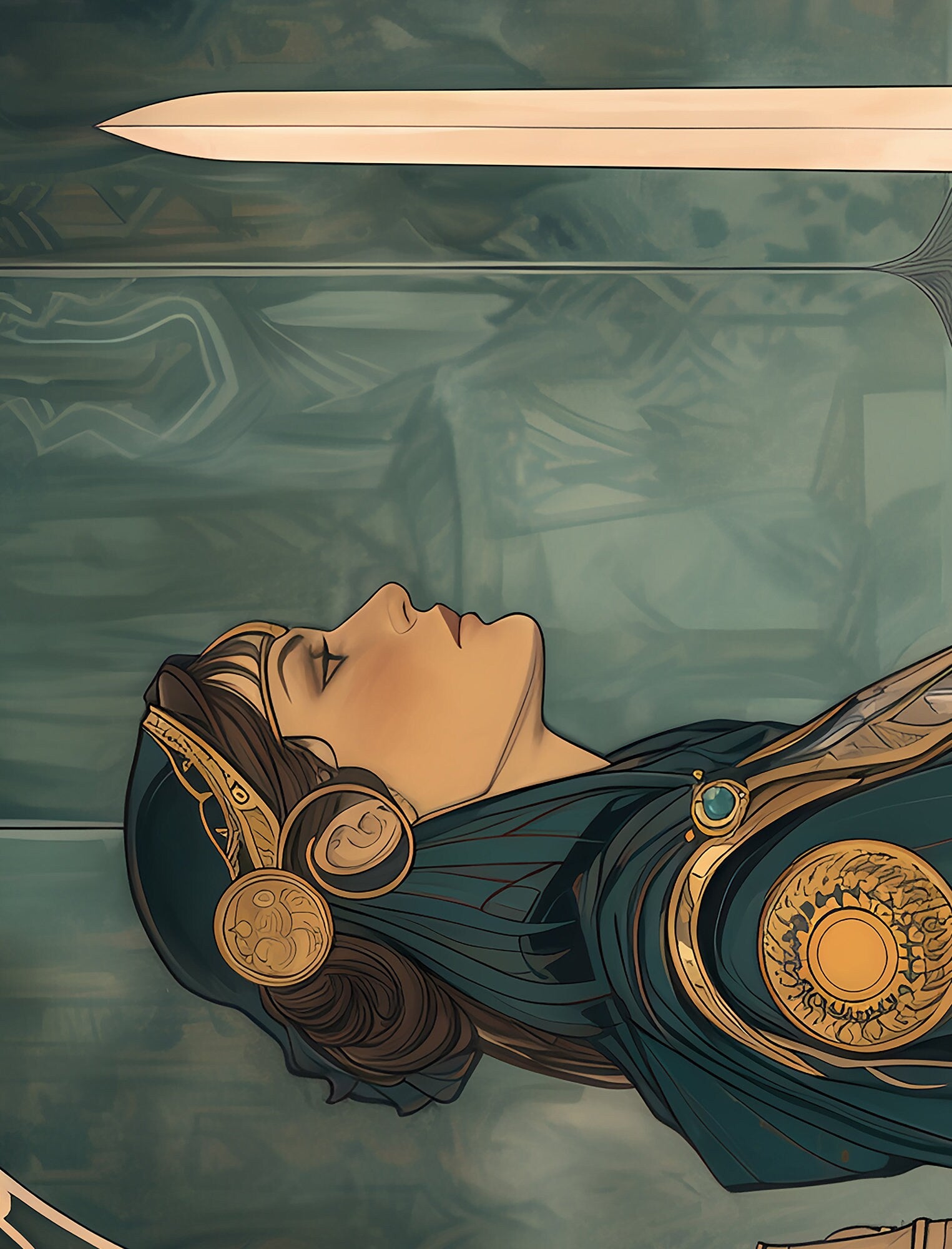 Queen Of Swords- Tarot Card Poster - The Queen Of Swords Card Print, No Frame