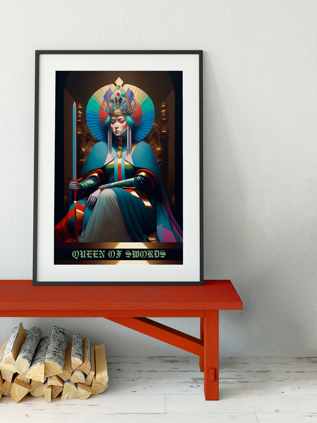 Queen Of Swords- Tarot Card Poster - The Queen Of Swords Card Print, No Frame