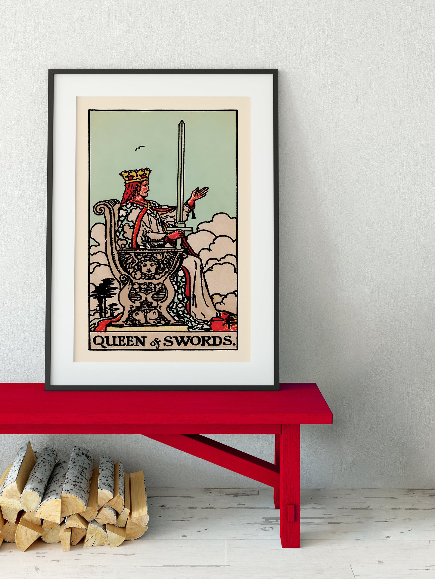 Queen Of Swords- Tarot Card Print - The Queen Of Swords Card Poster, No Frame