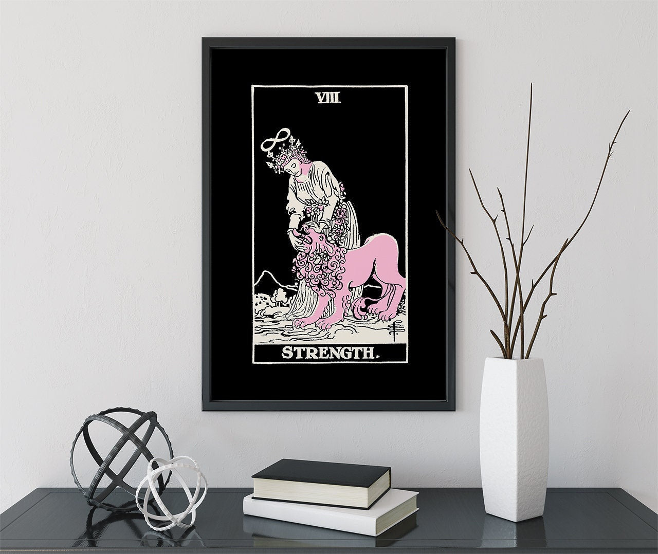 Strength - Tarot Card Three Color Print - The Strength Card 3 Color Poster, No Frame