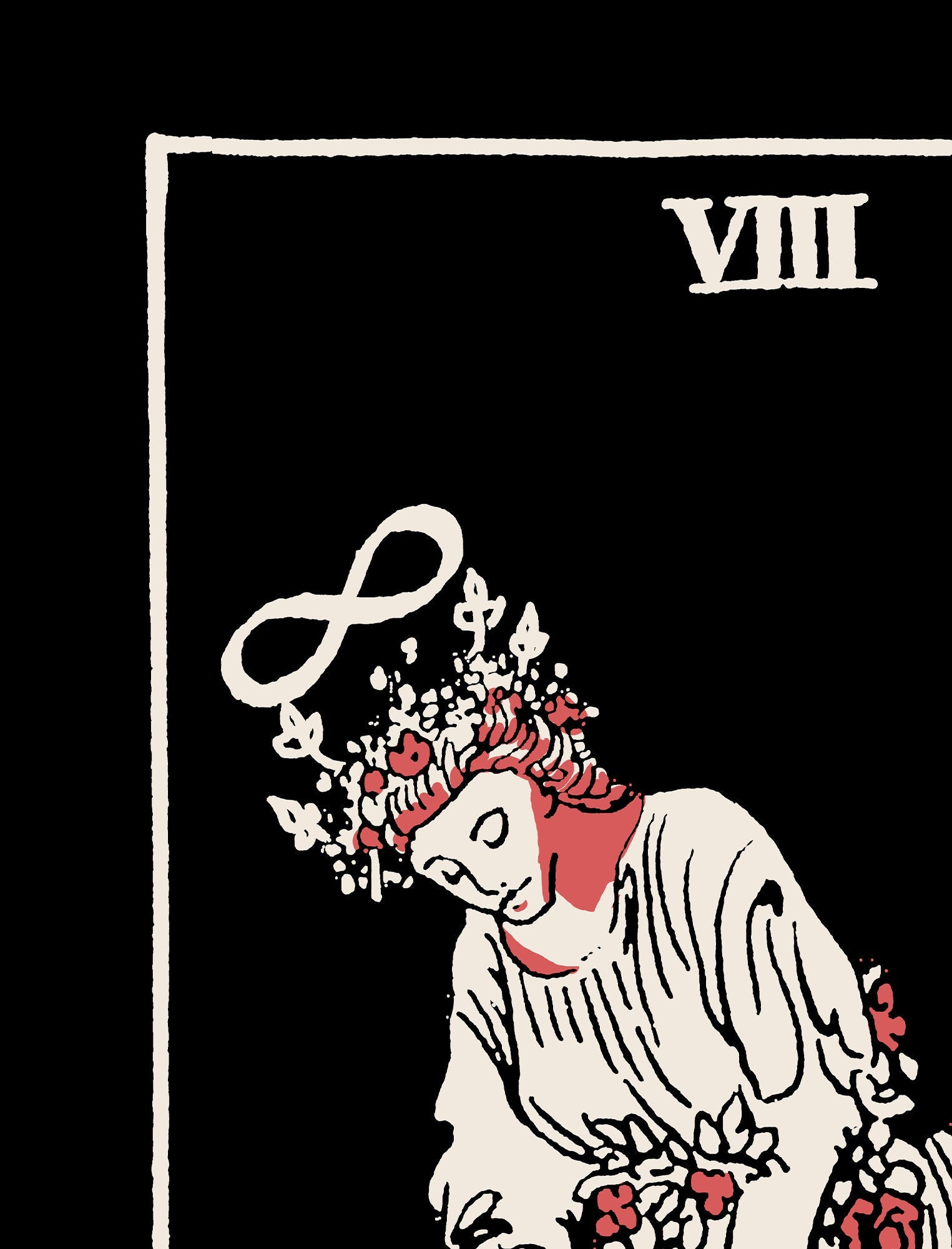 Strength - Tarot Card Three Color Print - The Strength Card 3 Color Poster, No Frame