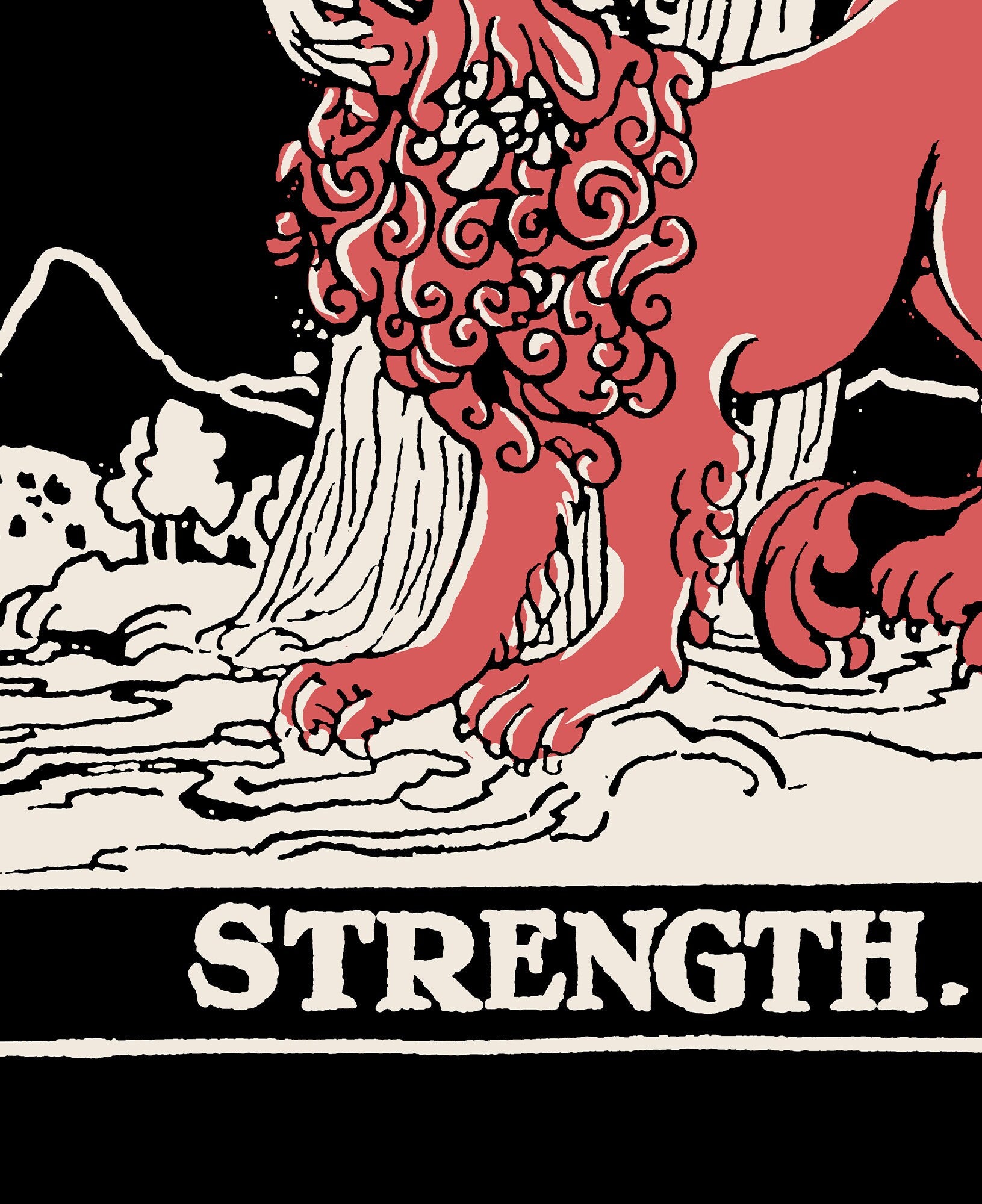 Strength - Tarot Card Three Color Print - The Strength Card 3 Color Poster, No Frame