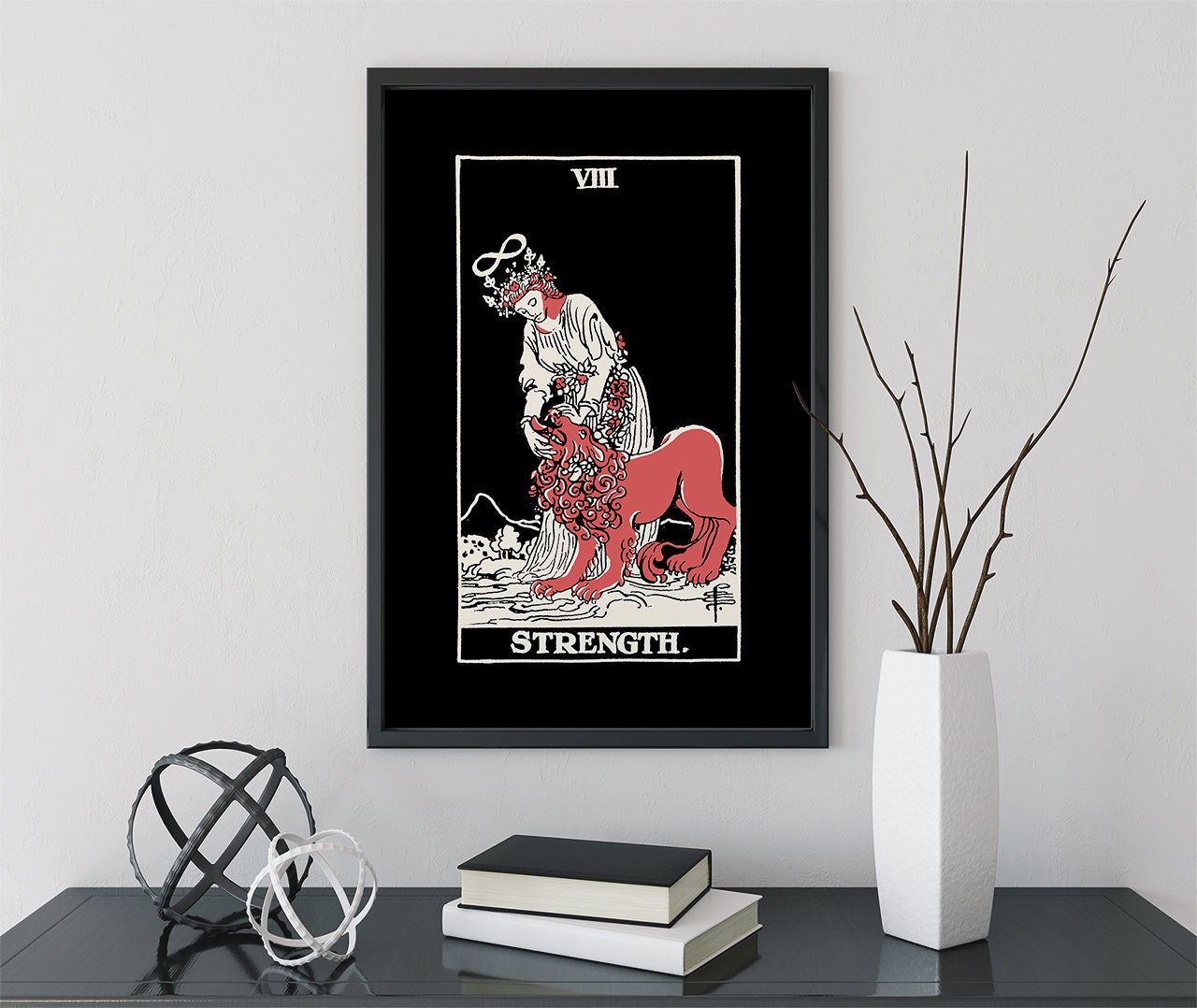 Strength - Tarot Card Three Color Print - The Strength Card 3 Color Poster, No Frame