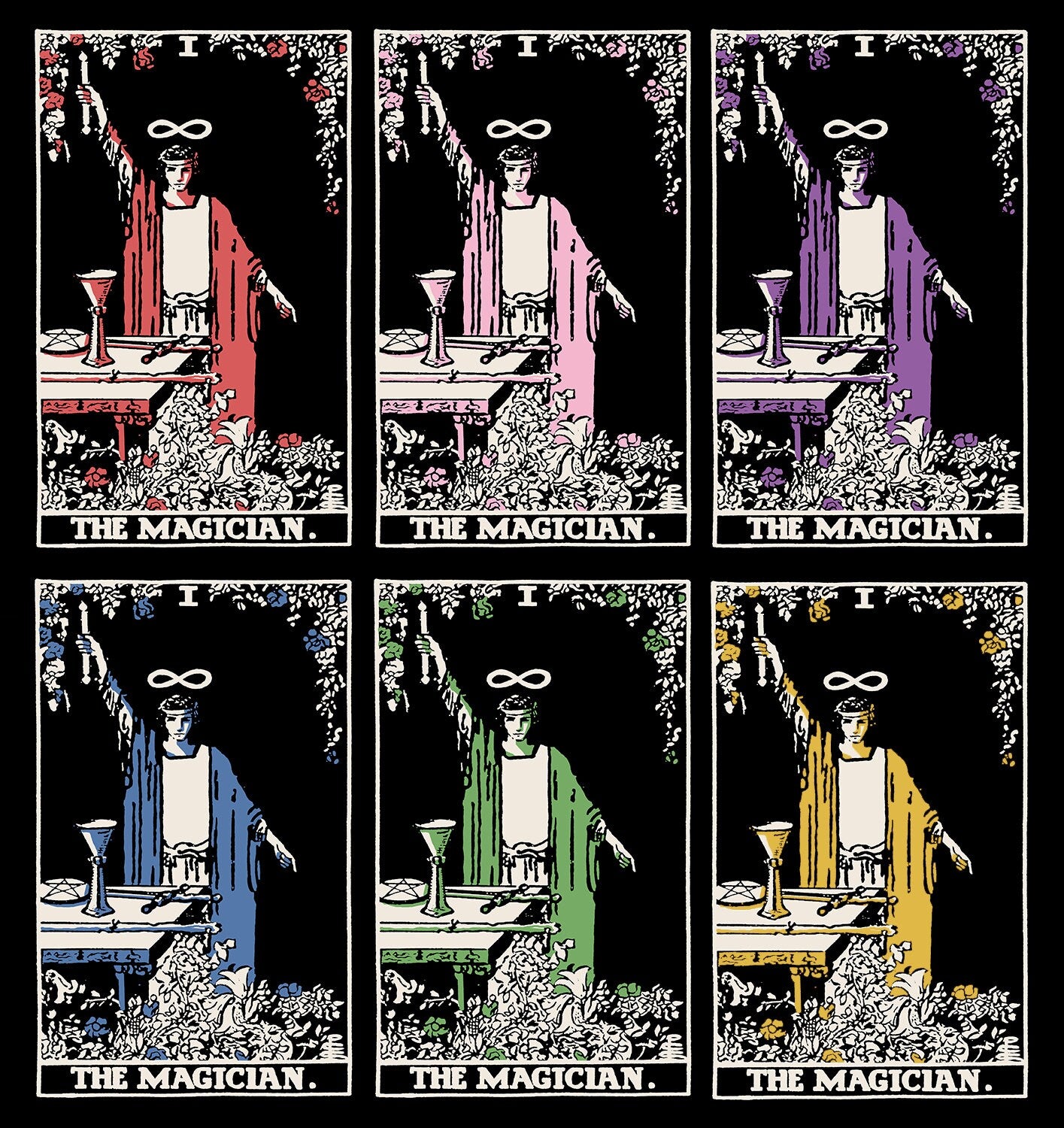 The Magician- Tarot Card Three Color Print - The Magician Card 3 Color Poster, No Frame