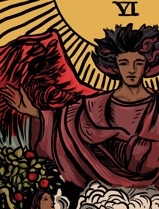 The Lovers Tarot Card Print Black Poster By Printagrams No Frame Wall Art For Lovers Gift Idea by My Store