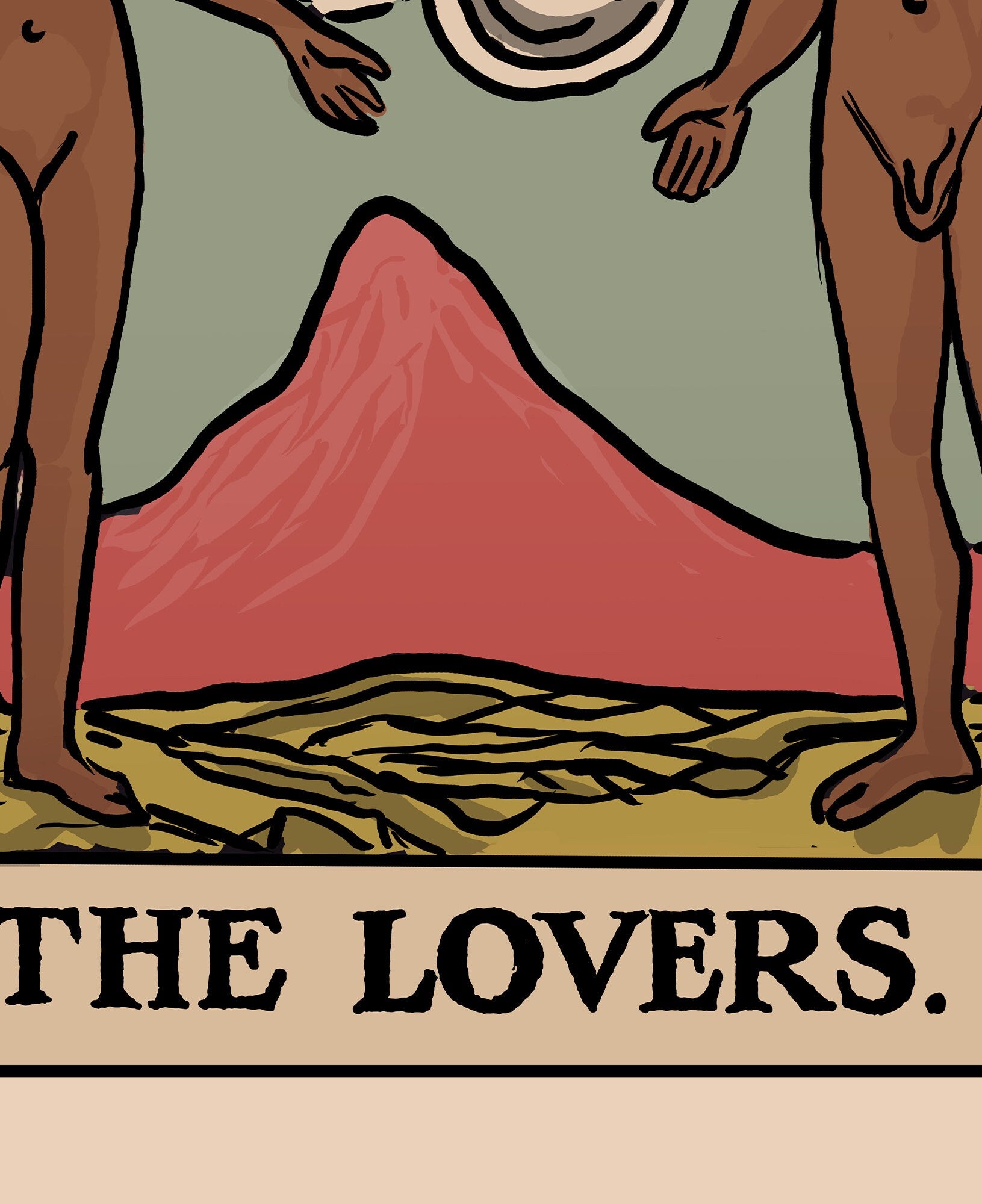 The Lovers - Tarot Card Print - The Black Lovers Card Poster By Printagrams (No Frame)